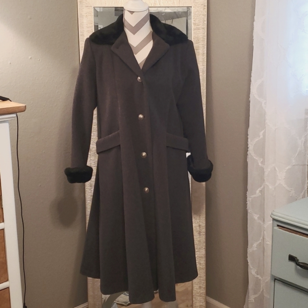Erika Ericksson Girls Coat Wool Mid Length Pleated Vintage Deep Pockets